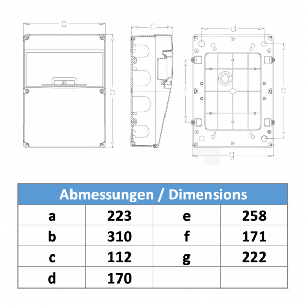 Stromverteiler Leergehäuse IP65 - 11 Module